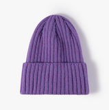 Custom Winter Unisex Solid Color Warm Soft Hiphop Knitted Hat Cuffed Skull Beanie Cap