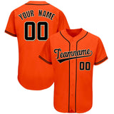 Custom Orange Team Classic Style Authentic Baseball Jersey