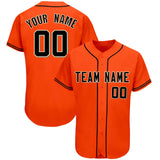 Custom Orange Team Classic Style Authentic Baseball Jersey