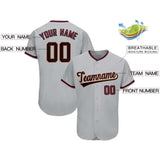 Custom Gray Team Classic Style Authentic Baseball Jersey