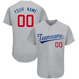 Custom Gray Team Classic Style Authentic Baseball Jersey