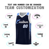 Custom Navy White Side Gradient Patttern Double Side Sports Uniform Basketball Jersey
