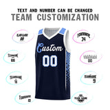 Custom Navy White Side Gradient Patttern Double Side Sports Uniform Basketball Jersey
