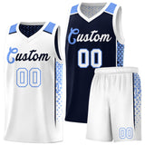 Custom Navy White Side Gradient Patttern Double Side Sports Uniform Basketball Jersey