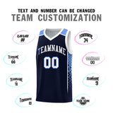 Custom Navy White Side Gradient Patttern Double Side Sports Uniform Basketball Jersey