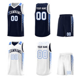 Custom Navy White Side Gradient Patttern Double Side Sports Uniform Basketball Jersey