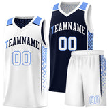 Custom Navy White Side Gradient Patttern Double Side Sports Uniform Basketball Jersey