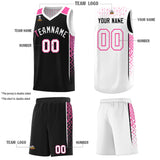 Custom Black White Side Gradient Patttern Double Side Sports Uniform Basketball Jersey