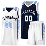Custom Navy White Side Gradient Patttern Double Side Sports Uniform Basketball Jersey