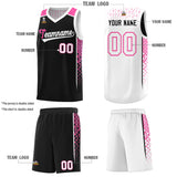 Custom Black White Side Gradient Patttern Double Side Sports Uniform Basketball Jersey