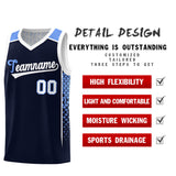 Custom Navy White Side Gradient Patttern Double Side Sports Uniform Basketball Jersey