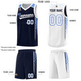 Custom Navy White Side Gradient Patttern Double Side Sports Uniform Basketball Jersey