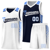 Custom Navy White Side Gradient Patttern Double Side Sports Uniform Basketball Jersey