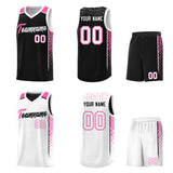 Custom Black White Side Gradient Patttern Double Side Sports Uniform Basketball Jersey