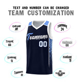 Custom Navy White Side Gradient Patttern Double Side Sports Uniform Basketball Jersey