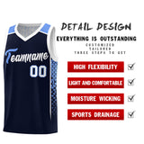 Custom Navy White Side Gradient Patttern Double Side Sports Uniform Basketball Jersey
