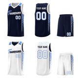 Custom Navy White Side Gradient Patttern Double Side Sports Uniform Basketball Jersey