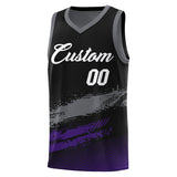 Custom Black Grey and Purple Graffiti Pattern Sports Uniform Basketball Jersey