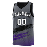 Custom Black Grey and Purple Graffiti Pattern Sports Uniform Basketball Jersey
