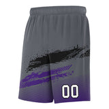 Custom Black Grey and Purple Graffiti Pattern Sports Uniform Basketball Jersey