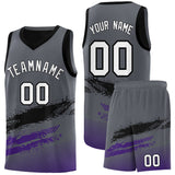 Custom Black Grey and Purple Graffiti Pattern Sports Uniform Basketball Jersey