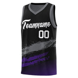 Custom Black Grey and Purple Graffiti Pattern Sports Uniform Basketball Jersey