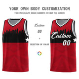 Custom Red Personalized City Silhouette Pattern Sports Uniform Basketball Jersey