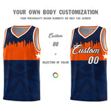 Custom Navy Personalized City Silhouette Pattern Sports Uniform Basketball Jersey