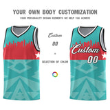 Custom Bright Green Personalized City Silhouette Pattern Sports Uniform Basketball Jersey