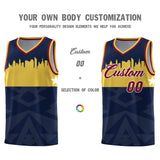 Custom Navy Personalized City Silhouette Pattern Sports Uniform Basketball Jersey