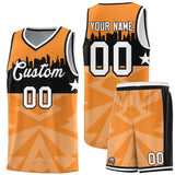 Custom Orange Personalized City Silhouette Pattern Sports Uniform Basketball Jersey
