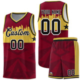 Custom Crimson Personalized City Silhouette Pattern Sports Uniform Basketball Jersey