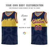 Custom Navy Personalized City Silhouette Pattern Sports Uniform Basketball Jersey