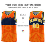 Custom Orange Personalized City Silhouette Pattern Sports Uniform Basketball Jersey