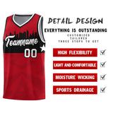 Custom Red Personalized City Silhouette Pattern Sports Uniform Basketball Jersey