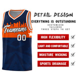 Custom Navy Personalized City Silhouette Pattern Sports Uniform Basketball Jersey