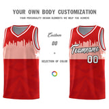 Custom Red Personalized City Silhouette Pattern Sports Uniform Basketball Jersey