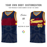 Custom Navy Personalized City Silhouette Pattern Sports Uniform Basketball Jersey