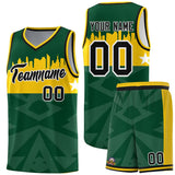 Custom Green Personalized City Silhouette Pattern Sports Uniform Basketball Jersey
