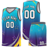 Custom Personalized Gradient Star Graffiti Pattern Sports Uniform Basketball Jersey Text Logo Number