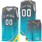 Custom Personalized Gradient Star Graffiti Pattern Sports Uniform Basketball Jersey Text Logo Number