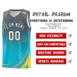 Custom Personalized Gradient Star Graffiti Pattern Sports Uniform Basketball Jersey Text Logo Number