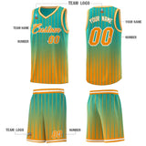 Custom Aqua Orange Gradient Fashion Sets Sports Stripe Uniform Basketball Jersey