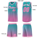 Custom Aqua Pink Gradient Fashion Sets Sports Stripe Uniform Basketball Jersey