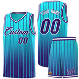 Custom Sky Blue Purple Gradient Fashion Sets Sports Stripe Uniform Basketball Jersey