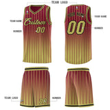 Custom Crimson Old Gold Gradient Fashion Sets Sports Stripe Uniform Basketball Jersey