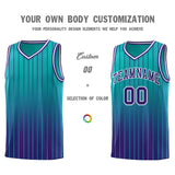 Custom Aqua Purple Gradient Fashion Sets Sports Stripe Uniform Basketball Jersey