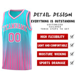 Custom Sky Blue Pink Gradient Fashion Sets Sports Stripe Uniform Basketball Jersey
