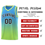 Custom Powder Blue Neon Green Gradient Fashion Sets Sports Stripe Uniform Basketball Jersey