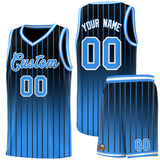 Custom Black Powder Blue Gradient Fashion Sets Sports Stripe Uniform Basketball Jersey
